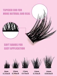 120 Pieces Individual Eye Lash Clusters D Curl 8-16mm Width Stem DIY Eye Lash Clusters Natural Look And Extra Thick Reusable Individual Eyelash Extension Kit Suitable For Home Self-Use Or On-The-Go Use For Daily Life, Dates, Parties, Music Festivals, Halloween, Etc. Lash Clusters,Eye Lash Clusters,Individual Eyelashes,Lashes,Fake Lashes - 黑色 - 查看 4