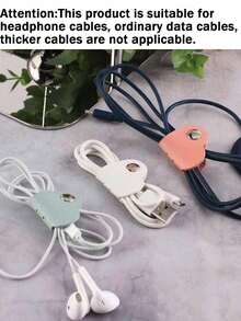 1/3/5/Pcs Mixed-Color Heart-Shaped Data Cable Storage Box, Headphone Cable Storage Box, PU Leather Data Cable Storage Box, Men's And Women's Gifts, Anti-Loss Cable Storage Box, Suitable For Halloween, Christmas And Thanksgiving Parties, Christmas