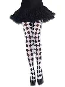 万圣节角色扮演道具条纹小丑袜子、摄影道具、派对哥特式蕾丝性感内衣长袜