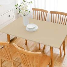 1pc Solid Color Fitted Tablecloth, Removable & Washable Milk Silk Tablecloth, 125g Fabric, Suitable For Party, Picnic, Camping, Restaurant, Outdoor, Indoor Gathering And Daily Use, Non-Standard Size