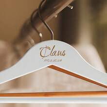 Personalized Customized Name Wooden Thick Clothes Hanger, Custom Engraved Bridal Wedding Dress/Groomsman, Bridesmaid Gift/Mother's Day/Father's Day Etching Gift, Handmade Clothes Hanger, Solid Wood Clothes Hanger, Housewarming Gift - Multicolor - View 2