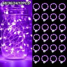 48 Pack Fairy Lights Battery Operated - 7ft 20 Led Twinkle Lights 3 Modes, Bulk Mini String Lights Waterproof For Mason Jars Vases DIY Party Wedding Decoration Christmas - Purple - View 1