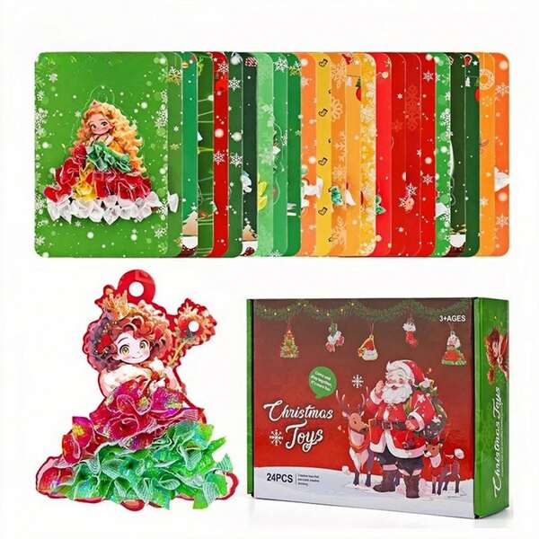 Prinzessin Weihnachts-DIY Aufkleber Spiel Kostüm Deko, Cartoon kreatives Spielzeug, pädagogisches Zubehörmaterial für 3D handgemachte kreative Geschenke, Weihnachtsgeschenk Spielzeug für Mädchen