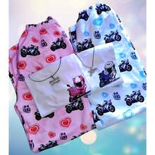 Pijama Pareja Moto Biker Motero Playera + Pantalón Polar - Blanco - Ver 2