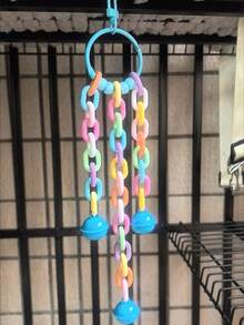 1 szt. akrylowa zabawka dzwonek dla papugi, zawieszka do klatki dla ptaków, zabawka dzwonek do gryzienia ptaków, uspokajająca zabawka dzwonek, dekoracyjna zawieszka do klatki dla ptaków, artykuły dla ptaków