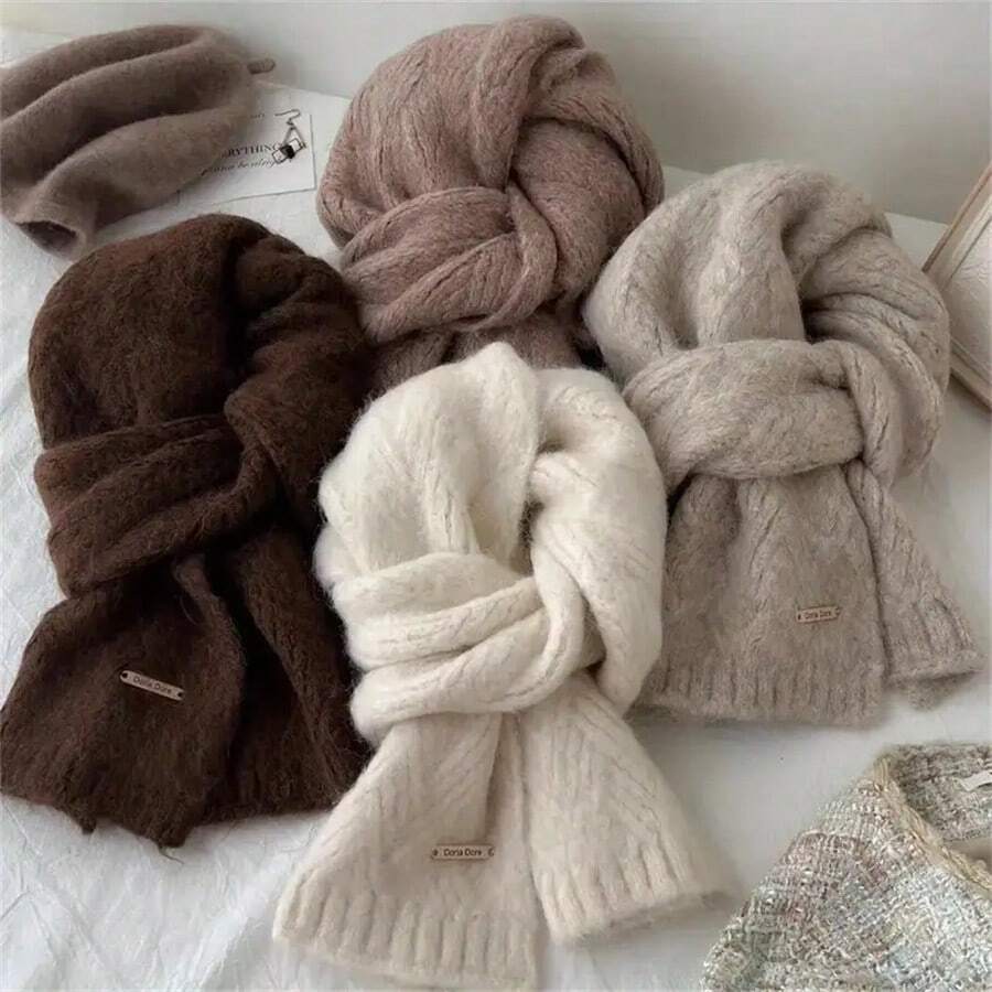 Women'S Luxury Cashmere Scarf - Winter Bohemian Korean Fashion Wrap, Soft Windproof Shawl With Elegant Beige/Neutral Tones, Stretchy Elastic Edge For Everyday & Formal Outfits - Warmth & Durability For Cold Weather Layering, Casual Wear, Stylish Wrap, Premium Material, Versatile Accessory, Office Attire