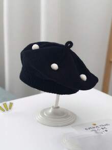 1 件/2 件婴儿帽子秋冬款，可爱甜美蘑菇和波尔卡圆点针织帽，婴幼儿男孩女孩保暖头饰 - 貝雷帽 - 查看 5