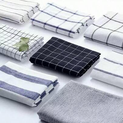 60厘米大号INS风格条纹桌布，黑白格子厨房餐桌垫，简约布艺茶巾，长方形美食摄影背景，餐桌装饰