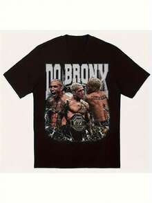 Camiseta gráfica de lucha Do Bronx de Oliveira para hombres - Diseño de campeón de 220g de peso pesado, camiseta de algodón negro de cuello redondo y manga corta para uso casual, camiseta de lucha - Negro - Ver 1