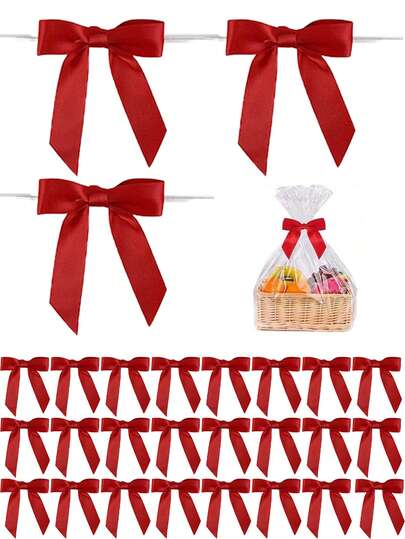 缎带蝴蝶结，扭结蝴蝶结，用于礼品包装，缎带蝴蝶结，用于礼品包装，小巧扭结蝴蝶结，预制缎带蝴蝶结，适合毕业礼物装饰、母亲节礼物装饰、工艺品、棒棒糖、糖果袋、婚礼、新娘送礼会、生日派对装饰