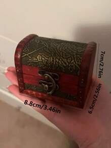 1 件小型木制百宝箱，带花卉图案，装饰性复古风格箱子，适合珠宝纪念品、硬币收藏和家居装饰返校 - 灰色 - 查看 8