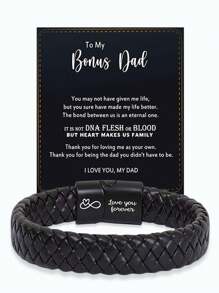 送给我儿子的励志手链，来自爸爸妈妈的礼物，永远记住你更勇敢，编织皮革手链，适合青少年男孩，来自妈妈，可调节，送给儿子的礼物，圣诞礼物