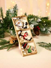 9 pièces/1 set Pendentifs de Noël en bois peints, décorations de Noël, décorations d'hiver pour la maison et célébrations festives, ornements pour sapin de Noël, petits pendentifs, combinaison de pendentifs de poupée de Noël rétro, petits pendentifs, accessoires de décoration d'ambiance festive pour les activités de Noël, décoration de pièce
