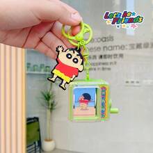 蜡笔小新趣味手摇动画翻书钥匙扣吊饰 - 动漫周边、手持卡通背包挂件、创意饰品、娃娃包配件 - 綠色 - 查看 2