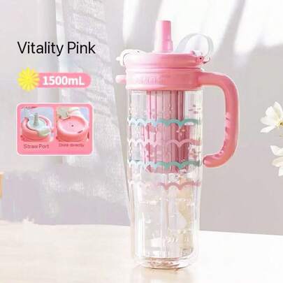 Novo Copo Térmico de Grande Capacidade, Garrafa de Água Plástica para Esportes e Fitness, Copo para Carro, Resistente ao Calor, Copo com Canudo Duplo de Alta Qualidade para Casais