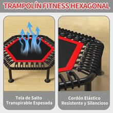 Juego 2 Piezas Trampolín de Fitness Portátil + Cuerda de Saltar, Trampolín para Ejercicio Universal 42 Pulgadas, con Mango Ajustable, para Uso en Interiores y Exteriores, Capacidad de 300KG - 1 - Ver 7