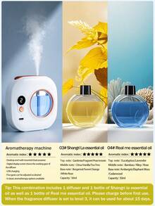 جهاز نشر العطور المنزلي، جهاز أروماثيرابي قابل للشحن، رذاذ أروماثيرابي كهربائي قابل للتثبيت على الحائط، مع إضاءة محيطة ملونة. يحتوي على 5 أوضاع عمل قابلة للتعديل و6 روائح أروماثيرابي للاختيار منها. الروائح طازجة وطبيعية، ويمكن وضعه في غرفة النوم أو غرفة المعيشة أو المكتب أو الحمام