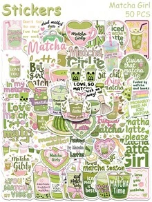 50/250 件卡通抹茶女孩贴纸适用于手机笔记本电脑剪贴簿滑板吉他 DIY 涂鸦美学贴纸儿童创意礼物 - 彩色 - 查看 3