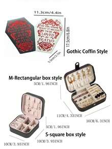 1pc Stylish Gothic Coffin Shaped Jewelry Box, Chic PU Leather Mini Jewelry Organizer Perfect For Earrings, Rings, Necklaces, And Bracelets – Portable Goth Storage Case Ideal For Halloween, Christmas, Back To School, Unique Gift Ideas For Fashion Enthusiasts And Collectors - Multicolor - View 9