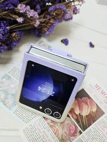 Luxury Korean Style Minimalist Gradient Purple Candy Color Phone Case, Compatible With Samsung - Gradient White and Purple - View 6