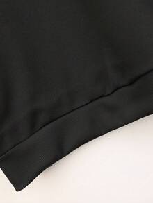 1 قطعة سترة رياضية مقنعة مطبوعة بنمط سلسلة النص المخصص للنساء، موضة يومية عادية، مناسبة للخريف/الشتاء، قم بتخصيص النص المفضل لديك/هدية لصديقتك وعائلتك - الأسود - مشاهدة 7