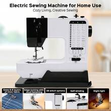 Senmeo Upgraded Professional Portable Electric Sewing Machine, 38 Stitches Multi-Functional Tabletop Automatic Sewing Machine, Overlocked Edge, With LED Lights, Foot Pedal Home Sewing Machine, Self-Extension Table Sewing Machine, Suitable For Parents, Beginners, Hobbyists, Lightweight And Easy To Use, Ideal For Repair, DIY And Crafts. - View 3