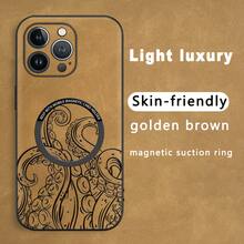 Diseño de pulpo. Funda magnética para teléfono con textura de piel sintética de oveja. Compatible con los modelos 12 al 16 Plus, Pro y Pro. Una opción elegante y de alta calidad, ideal para regalar. - Colores mixtos 2 - Ver 2