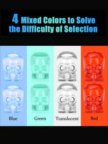 100pcs/Pack Disposable Skull Pattern Tattoo Ink Caps, Square Base, Suitable For Tattoo, Makeup Pigment, Tattoo Ink Container, Tattoo Supplies - Multicolor - View 5