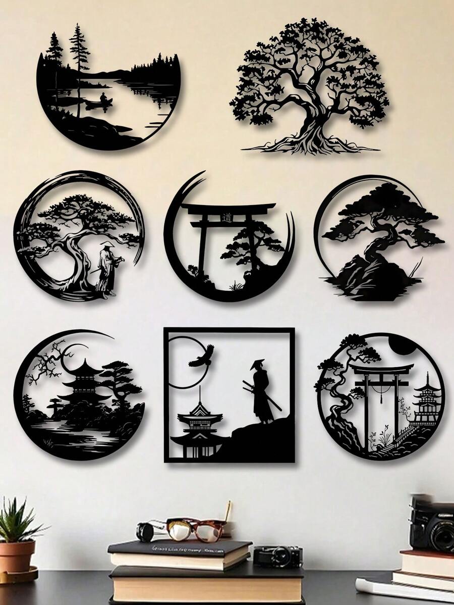 1pc Japanese Bonsai Tree Torii Gate Wall Sculpture, Iron Art Home Decor For Dining Room, Perfect Christmas Decoration With Personalized Name Sign For Farmhouse, Patio, Porch, Unique Gift Idea For Him, Her, Boyfriend, Girlfriend, Dad, Mom, Family, Friends, Valentine's Day, Children's Day, Father's Day, Graduation, Wedding, Housewarming, Living Room, Bedroom, Office, Family Gathering Christmas Decorations Room Decor