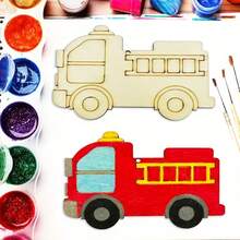 10pcs Wooden DIY Craft Fire Truck Shapes, Suitable For Painting, Graffiti Art And Home Decor - Great For Weddings, Birthdays And Parties
