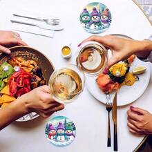 1 set/4 piezas/6 piezas Posavasos de barro de diatomeas con diseño de tres muñecos de nieve y árbol de Navidad, posavasos de café, decoración multiusos para el hogar y restaurantes, regalos diarios, decoración de mesa, decoración diaria, decoración para fiestas temáticas - Multicolor - Ver 6