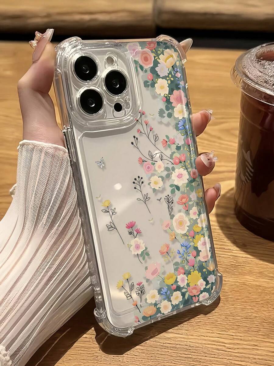 Funda protectora de teléfono con estampado floral y de mariposa en TPU de 1 pieza, con 4 esquinas reforzadas y antideslizante, compatible con iPhone 11 12 13 14 11 Pro Max 12 Pro Max 13 Pro Max 14 Pro Max XR 15 15 PRO 15 PRO MAX / 16 / 16 Pro / 16 Pro Max / 16 Plus / 15 / 15 Pro / 15 Pro Max / 15 Plus, también se adapta a los últimos modelos 17 / 17 Pro / 17 Pro Max / 17 Air, versión internacional, no la versión nacional - Multicolor - Ver 1