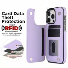 奢华时尚双扣迷你香水钱包，带卡槽、相框、支架、RFID屏蔽功能，磁吸翻盖PU皮革手机壳，兼容三星Galaxy，商务防震防摔 - 紫色 - 查看 9