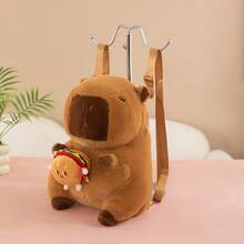 1pc Capybara Backpack Cute Fashion Bag, Can Store Cell Phone, Wallet And Keys, Multi- Purpose Storage Bag, Throw Pillow For Sofa, Home Decoration, Holiday Gifts, Halloween, Christmas - 棕色 - 查看 8