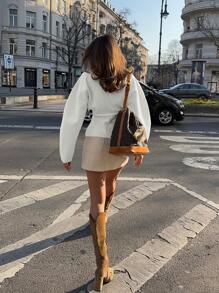 2026 Primavera/Verano Nuevo Cárdigan de punto de mujer de manga larga con cuello en V, abotonadura sencilla y botones metálicos, de unicolor, elegante y casual, talla grande, color blanco, adecuado para el Día de San Valentín, cumpleaños, crucero y conciertos de mujeres - Blanco - Ver 5