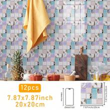 SUPSTICKER 12 miếng dán trang trí nhà cửa bằng chất liệu PVC dày dặn, kiểu dáng hiện đại, họa tiết gạch mosaic giả 2D, tự dính, chống thấm nước, chống dầu, dễ dán, thích hợp cho phòng ngủ, nhà bếp, phòng tắm, mặt bàn đảo bếp, trang trí tường phòng khách. Kích thước: 3.93*3.93/5.9*5.9/7.87*7.87 inch - Nhiều màu - Xem 16