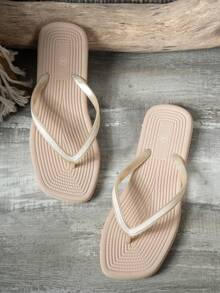 Women's Thick Sole Anti-Slip Flip Flops, Suitable For Outdoor And Water Activities - Beige - View 6