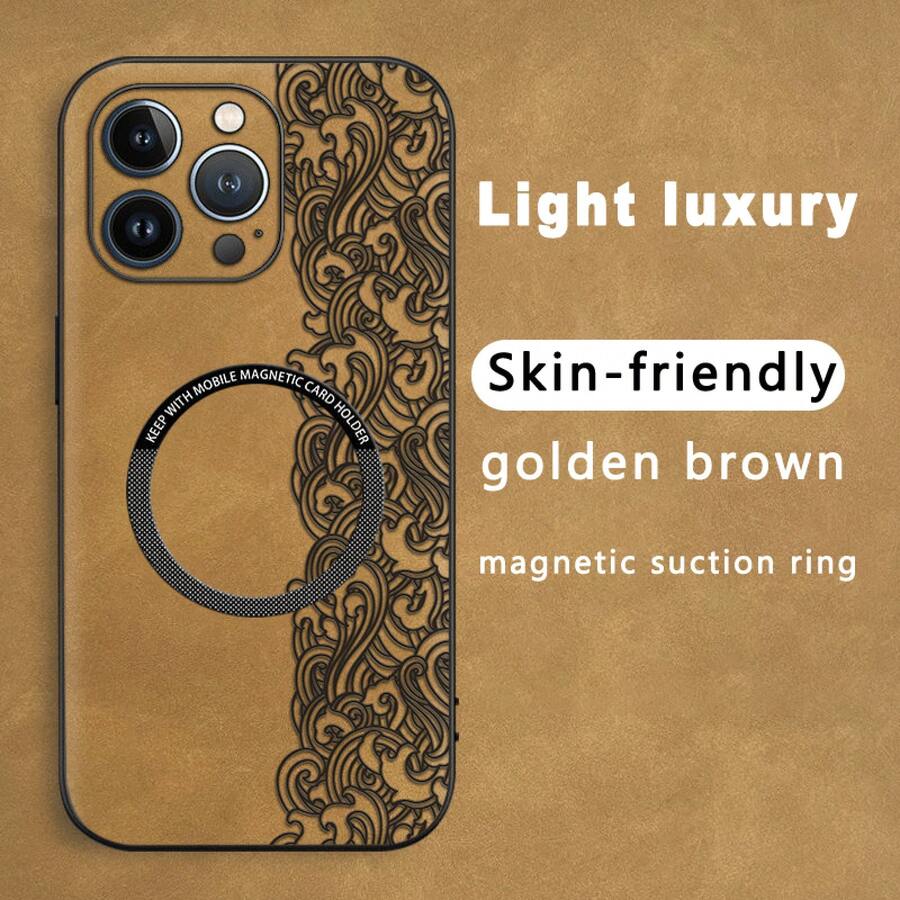 Diseño elegante y texturizado. Funda magnética para teléfono con textura de piel sintética de oveja. Compatible con los modelos 12 al 16 Plus, Pro y Pro. Una opción elegante y de alta calidad, ideal para regalar. - Colores mixtos 1 - Ver 1