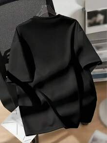 200g Pure Cotton T-Shirt 2025 Summer Ladies New Short Sleeve Pure Cotton Holiday Pattern Short Sleeve Round Neck Couple Wear Small Shirt Tops - màu đen - Xem 4