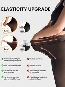 1 Pair High-Elasticity Fleece-Lined Thermal Leggings For Women - Soft Polyester Blend, Warm & Comfortable, Machine Washable, Perfect For Winter Fashion And Cold Weather, Winter Leggings Soft Texture Leggings, High Waisted Leggings,For -5~15℃ - 黑透蜂蜜 - 查看 5