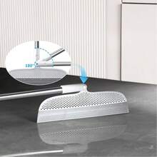 [Magic Broom Double-Sided] 1pc Pro Clean Magic Broom Double-Sided Silicone Scraper, Detachable Head Lightweight Plastic Handle For Easy Cleaning Of Hard Floors & Carpets, Ideal For Bathroom, Kitchen, Living Room, Broom Sweeping Floor - Grey - View 4