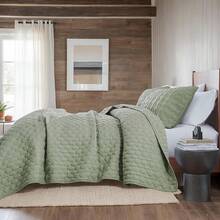 Blue Quilt King Size Bedding Sets With 2 Pillow Shams, Lightweight Soft Bedspread Coverlet, Quilted Blanket Thin Comforter Bed Cover All Season, 3 Pieces, 104x90 Inches, All - Season Bedding - 綠色(黃綠色調) - 查看 7