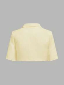 两件套：优雅法式复古硬币印花吊带裙+短袖外套，春季修身两件套 - 黃色 - 查看 8