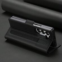 OUKNOEO Fashion Business Faux Leather Phone Case, Compatible With Samsung Galaxy Z Fold 7 6 5 4 3, With Pen Slot And 3 Card Slots, Anti-Theft Plush Wallet Style Protective Cover - Black - View 12