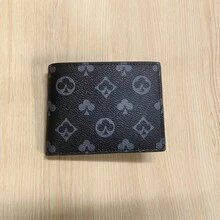 Billetera popular con estampado de picas para hombres y mujeres, billetera mini, monedero, billetera de otoño, pequeña billetera linda - Gris - Ver 3