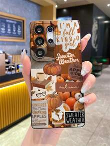 1pc Autumn Pumpkin, Coffee, Book, Apple, Star Graphic Patchwork Letter Newspaper Eye TPU Shockproof Phone Case, Suitable As Holiday Gift Compatible With Iphone Xs/Xsmax/Xr/11 12 13 14 15 16pro/Promax/14 15 16plus, Nothing, Pixel, INFINIX, Redmi Series Phones