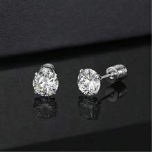 Hypoallergenic G23 Implant Grade Titanium Screw Back Earrings 20G Pure Titanium Post For Sensitive Ears 5A Cubic Zirconia Titanium Earring Studs For Women Men Double Side Earrings Piercing Sleeper Studs Jewelry