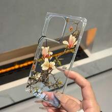 Funda con diseño de orquídeas, orificio grande y ángulo recto. Acabado brillante y resistente a caídas. Un regalo perfecto para cumpleaños y fiestas. - transparente - Ver 3