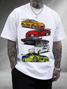 Men's Short-Sleeve T-Shirt | Classic Car Pattern | Automotive Print | Casual Versatile Style | Premium Birthday Gift For Men | Ideal Gift Pick - trắng - Xem 1