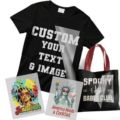 Custom DTF Transfers Ready To Press – Heat Transfer Sheets For Custom T-Shirts, Hoodies & Fabric Printing – No Weeding, Vibrant Colors, Durable & Wash-Resistant - 12x12 Inch